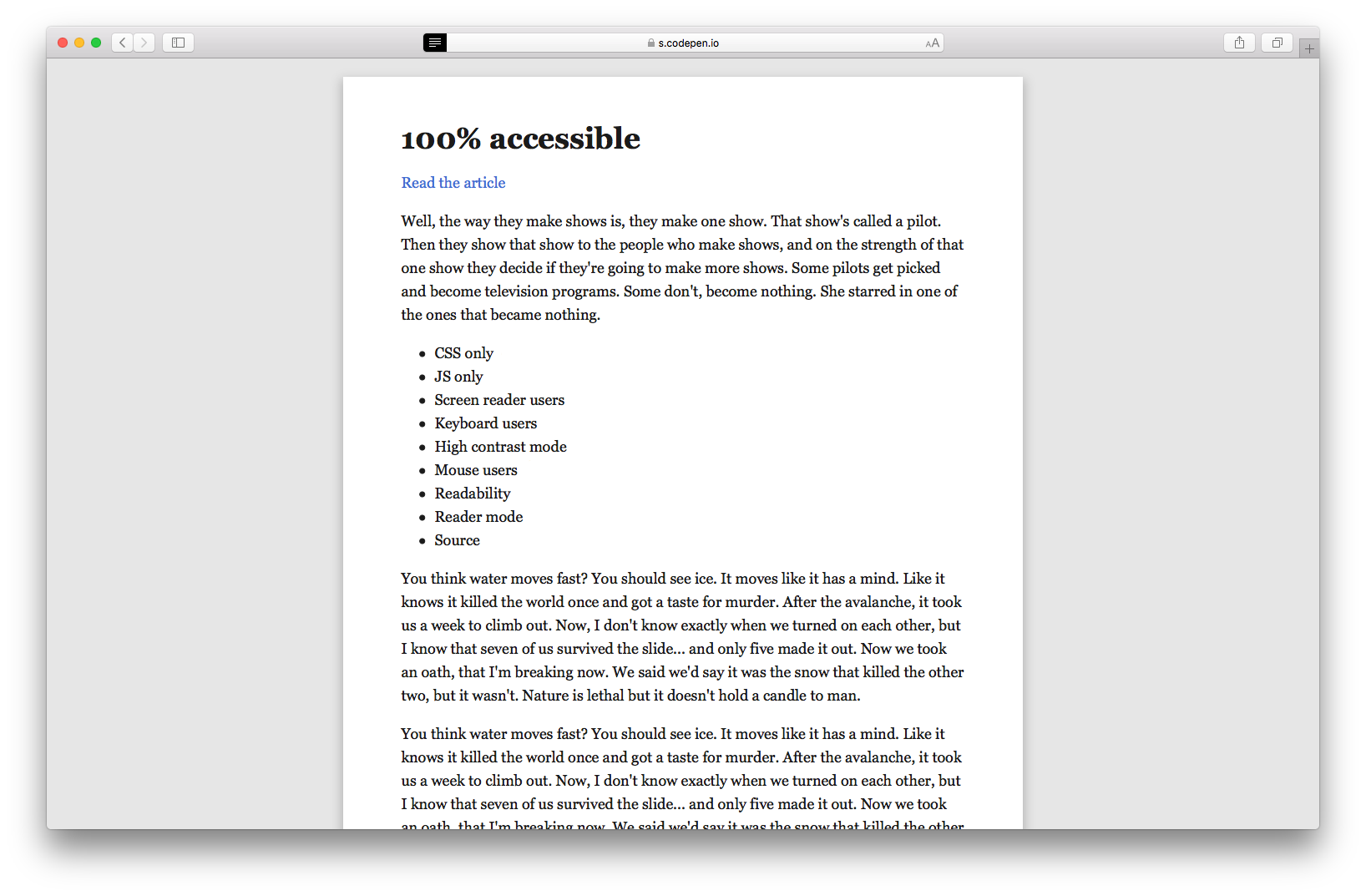 Safari Reader Mode